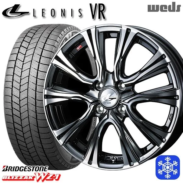 195/45R17インチ ブリヂストン ブリザック WZ-1 WZ1 4H100 スタッドレスタイヤホイール4本セット ウェッズ レオニス VR BMCMC