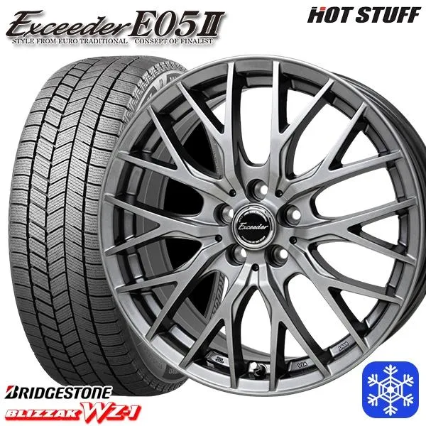 225/55R17インチ ブリヂストン ブリザック WZ-1 WZ1 5H100 スタッドレスタイヤホイールセット ホットスタッフ エクシーダー E05II