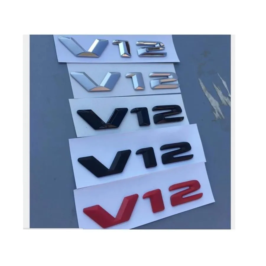 【並行輸入品】Un Branded Chrome Matt Gloss Black V12 V 12 Letters Fender Badge