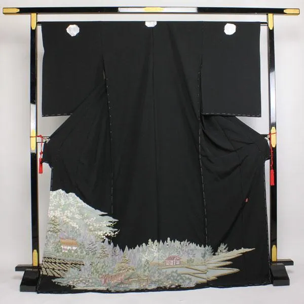 着物 本加賀友禅 伝統工芸品 栂野 朗 作 黒留袖 あすかや [商品番号hm1114]