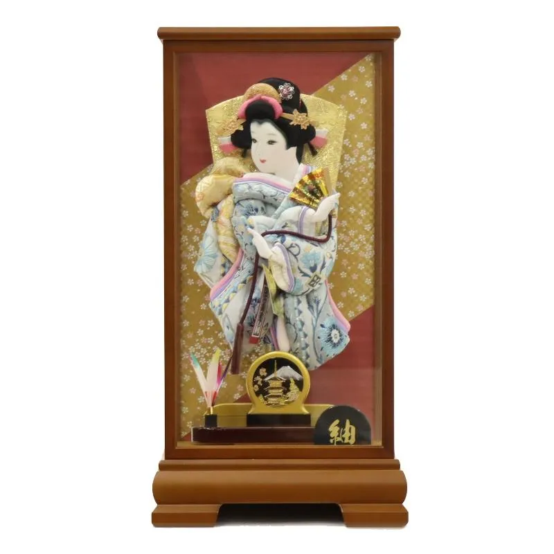 羽子板 ケース飾り まい 10号 高さ48cm 正絹 吉徳大光 茶塗り 紬ケース 2025-ts028