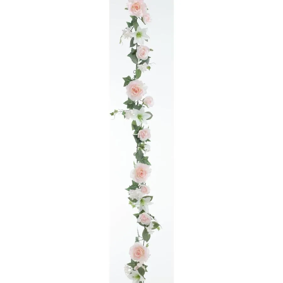 造花 ビダヤコム ミックスローズガーランド ピンク FD5253-002P 6本 造花 花材「は行」 バラ