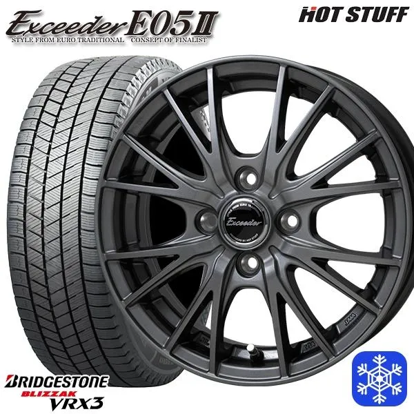 デリカミニ 165/55R15インチ ブリヂストン ブリザック VRX3 4H100 スタッドレスタイヤホイール4本セット ホットスタッフ エクシーダー E05II