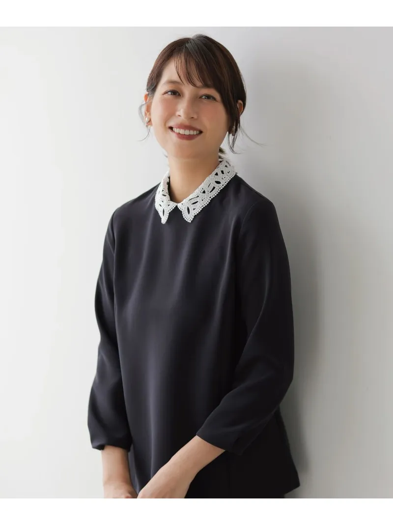【セットアップ対応・2way】セラテリーダブルクロス ブラウス J.PRESS ジェイプレス トップス シャツ・ブラウス ブラック ネイビー グレー【送料無料】[ Fashion]