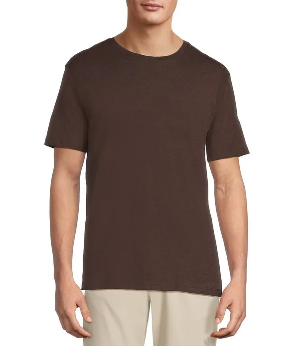 ラウンドトゥリーアンドヨーク メンズ トップス シャツ クルーネック Roundtree \u0026 Yorke Cloud Collection Short Sleeve Solid Crew Neck T-Shirt Brown ブラウン