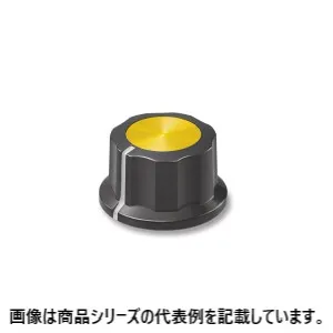 サトーパーツ■形番:K-8000-M-Y□モールドツマミ適合シャフト:Φ6mmサイズ:M本体材質:フェノール本体色:B (黒)スピンプレート色:Y (黄)直径(A寸法):Φ22.0mm高さ(G寸法):13.5mm止めねじ:M3