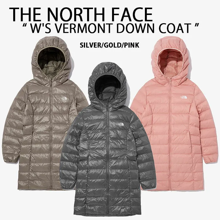THE NORTH FACE ノースフェイス レディース ダウンジャケット W VERMONT DOWN PARKA COAT ダウンパーカー ダウンコート SILVER PINK GOLD フード一体型 ゆったり丈 シルバー ピンク ゴールド NJ1DN89C/D/E【中古】未使用品