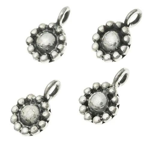 【中古】【未使用・未開封品】4?Pcs。925スターリングシルバーラウンドDaisyダングルチャームビーズ6.8?MM