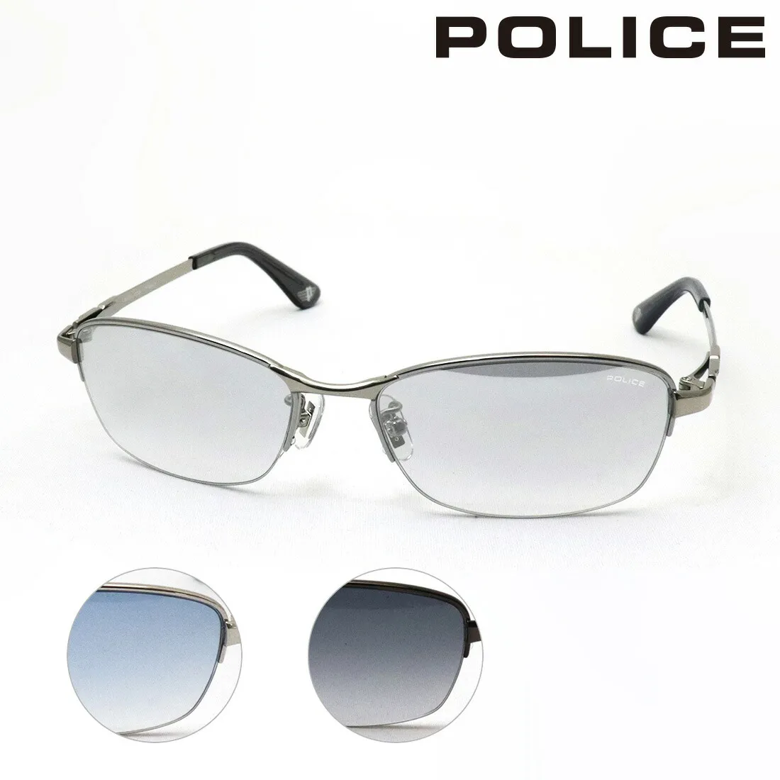 ポリス サングラス 正規販売店 復刻別注モデル POLICE SPLG37J ORIGINS ミラー ハーフリム メンズ シルバー系