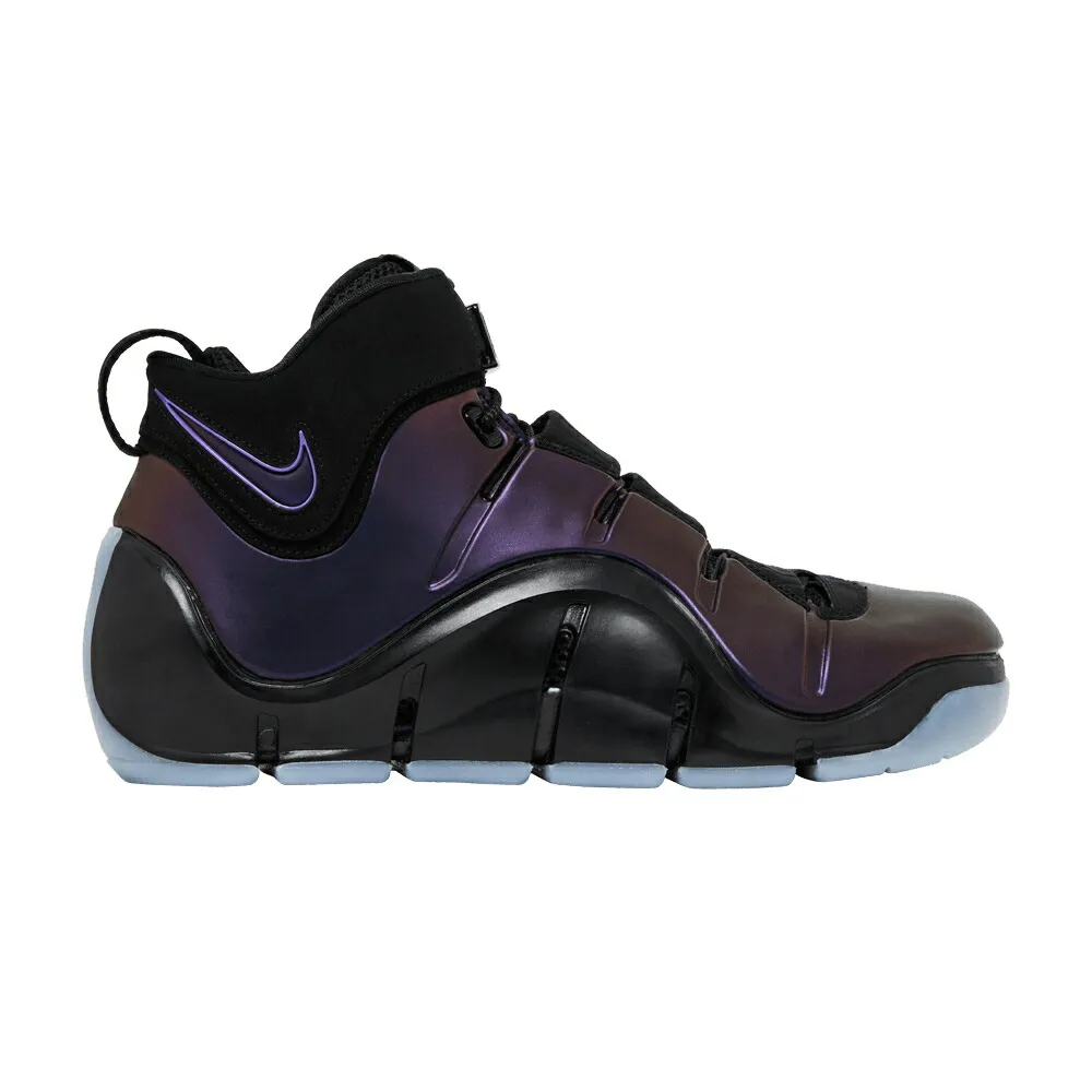 ナイキ メンズ ズーム レブロン 黒色 ブラック 紫 パープル 青色 ブルー MEN EGGPLANT スニーカー NIKE ZOOM LEBRON 4 / BLACK VARSITY PURPLE BLUE TINT