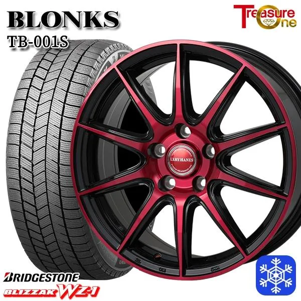 235/50R18インチ ブリヂストン ブリザック WZ-1 WZ1 5H114.3 スタッドレスタイヤホイール4本セット ブロンクス TB001S レッド