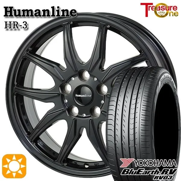 サマータイヤ ホイールセット 185/65R15インチ 5H114.3 ヒューマンライン HR03 BK ヨコハマ ブルーアース RV-03