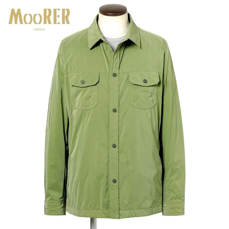 【SALE】 ムーレー MOORER ／国内正規品／ 撥水軽量シルキーマットナイロンシャツアウター「ATLAS-OS」（PISTACCHIO／ピスタチオ）