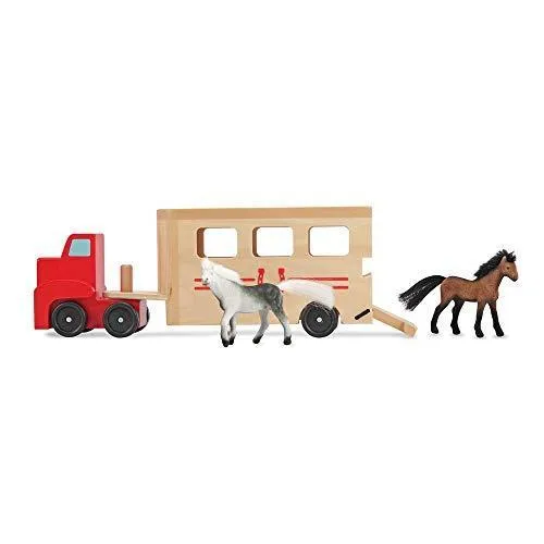 メリッサ\u0026ダグ おもちゃ 知育玩具 4097 Melissa \u0026 Doug Horse Carrier Wooden Vehicle Play Set with 2