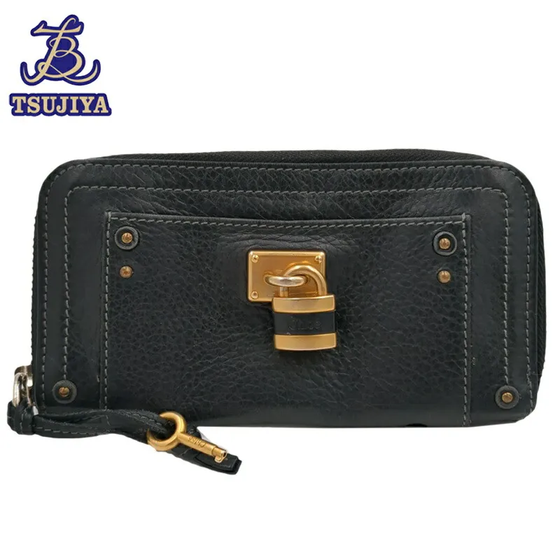 【中古B】Chloe クロエ ラウンドファスナーロングウォレット 長財布 パディントン カデナ ブラック ゴールド金具【辻屋質店B3538】【質屋出品】