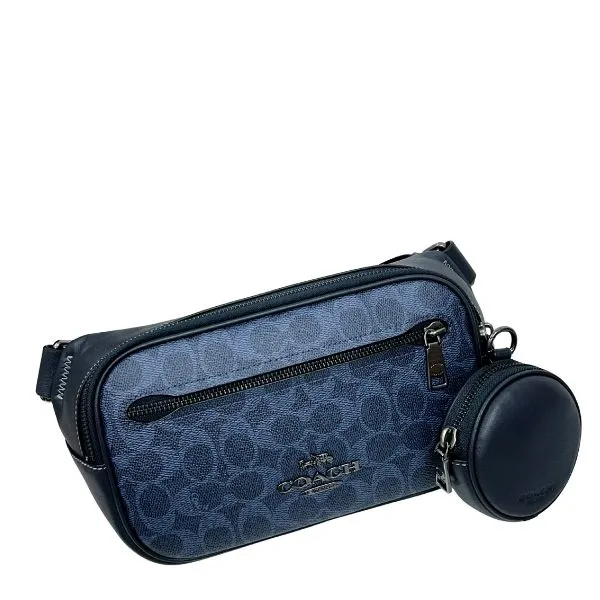 安心の国内発送 コーチ バッグ メンズ COACH ボディバッグ シグネチャー エリアス ベルト バッグ CZ400 QBN2V デニム×ミッドナイトネイビー MMM