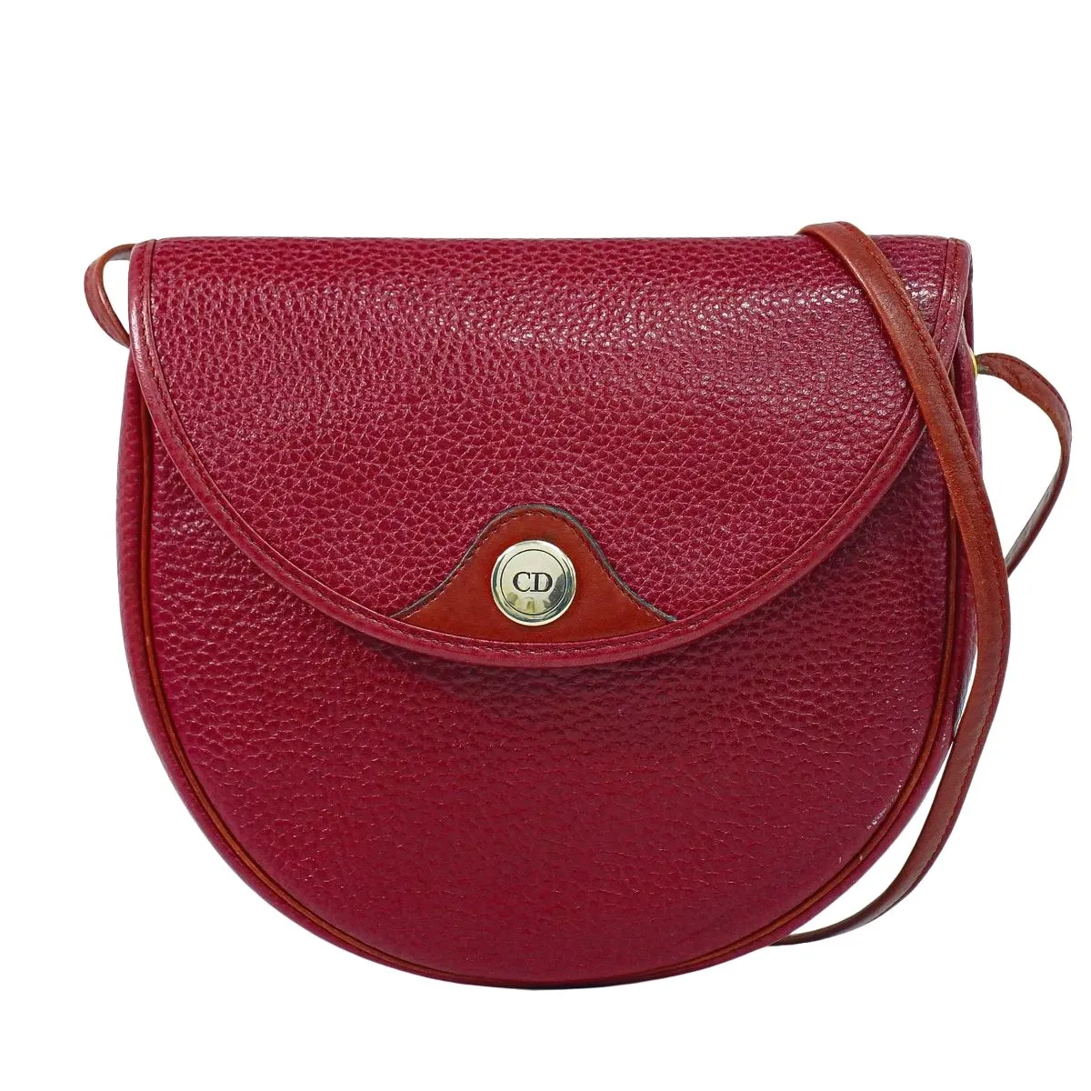 本物 クリスチャン ディオール Christian Dior レザー ショルダーバッグ ポシェット レッド バッグ 中古・