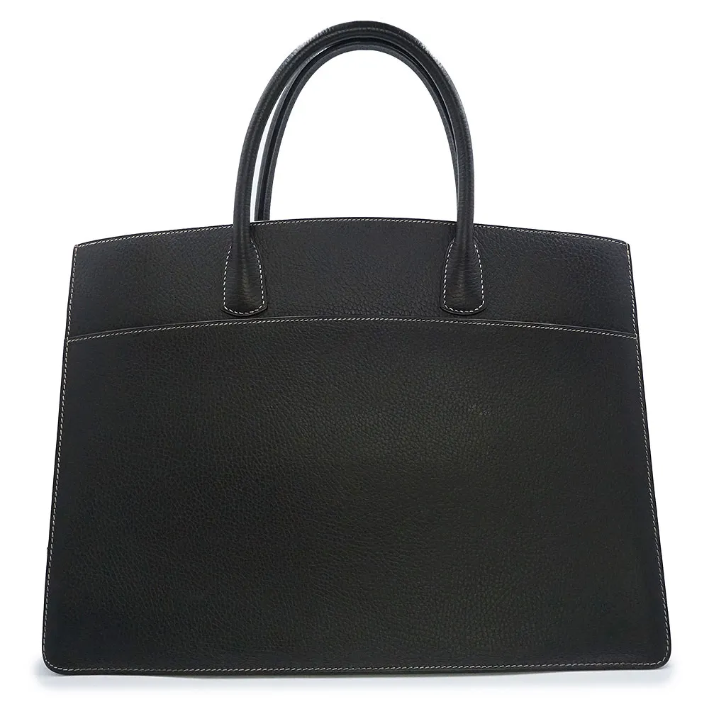 【中古】エルメス HERMES ホワイトバス GM 40 ハンドバッグ フィヨルド レザー ノワール ブラック ゴールド金具 □B刻印