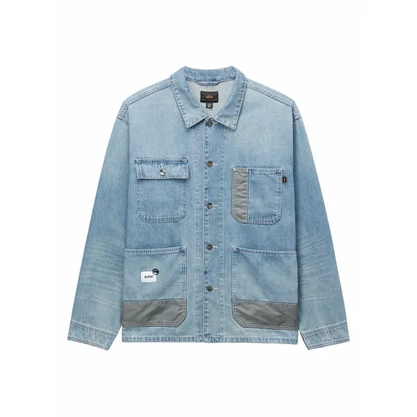 アルファインダストリーズ メンズ ジャケット＆ブルゾン アウター Patch-pocket denim jacket Blue