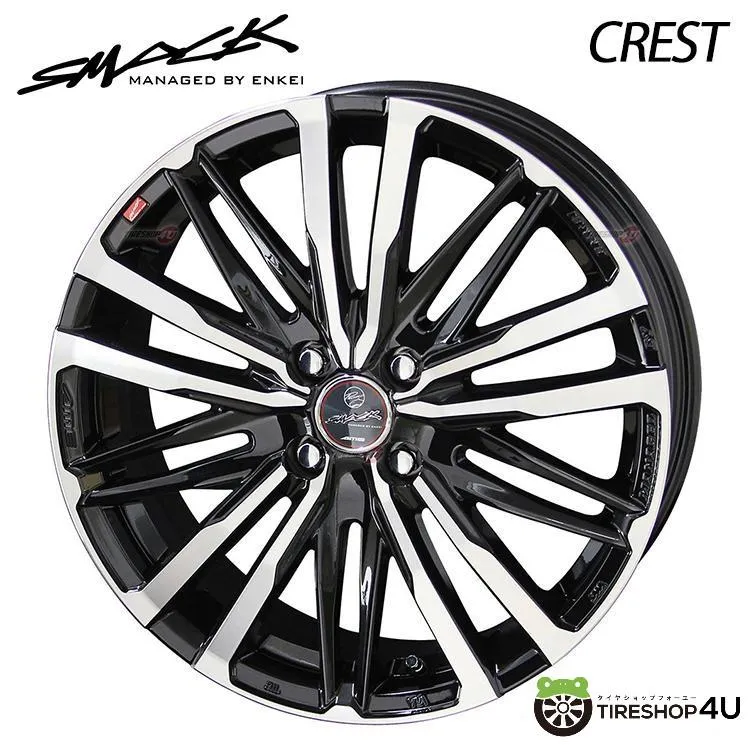 4本購入で送料無料 SMACK CREST 15x4.5J 4/100 +45 サファイアブラックｘポリッシュ 新品ホイール1本価格 【代引き不可】