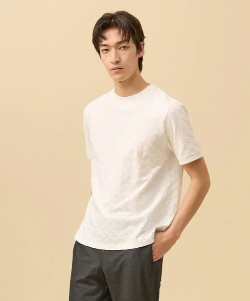 tシャツ ジャケットインの最適解「接触冷感 / 吸水速乾」「J.PRESS PREMIUM JERSEY」アーガイルリンクス Tシャツ メンズ