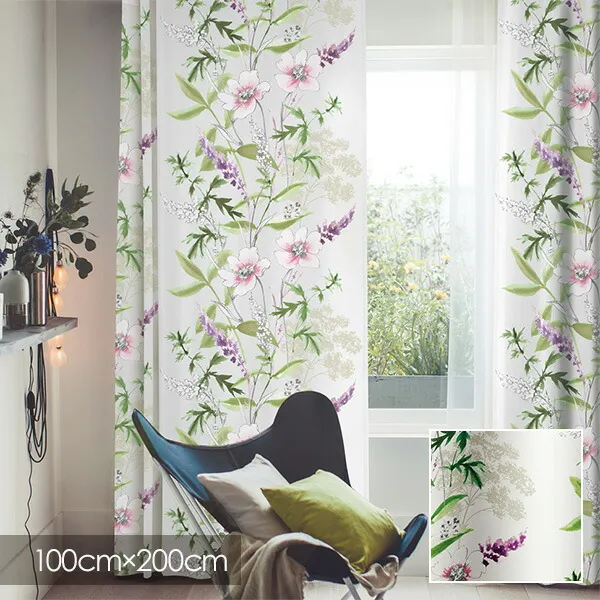 ディズニー 遮光 カーテン Disney MICKEY ミッキー Wild flower / ワイルドフラワー 100×200cm (1枚入り) 【ウォッシャブル/遮光/形状記憶/花柄/ボタニカル/アイボリー】