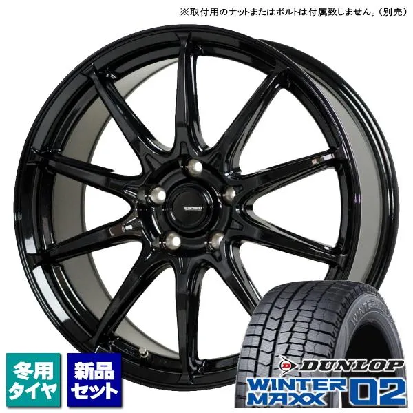 プリウスα/リーフ/etc ダンロップ WINTERMAXX02 215/50R17 \u0026 G-SPEED G-05 17インチ 7.0J +38 5H 114.3P スタッドレス 4本セット