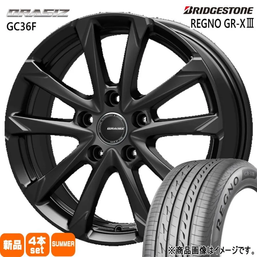 SAI プリウスα キックス  ブリヂストン 215/45R18 93W XL REGNO GR-X3 夏用 サマータイヤ QRASIZ GC36F 18インチ