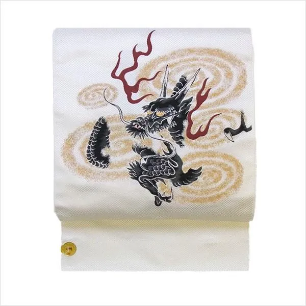 名古屋帯 正絹 白 龍 〜龍神〜 ホワイト 京玉響 西陣織