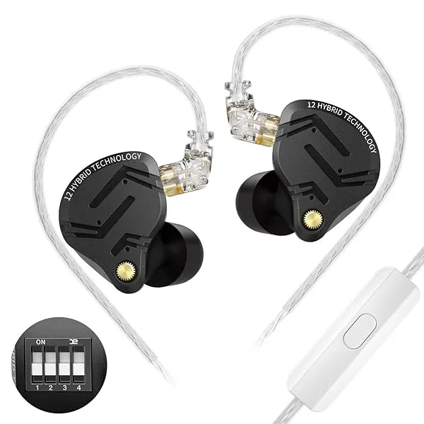 KZ ZS12 PROX 5BA 1DD ハイエンドイヤホン インイヤーモニター 耳掛け イヤホン 有線 カナル型 イヤモニ 前例のない聴覚体験/プロ仕様の音質/小型軽量設計/4段階のカスタムチューニングスイッ オーディオ愛好家/在宅勤務/通学/スポ