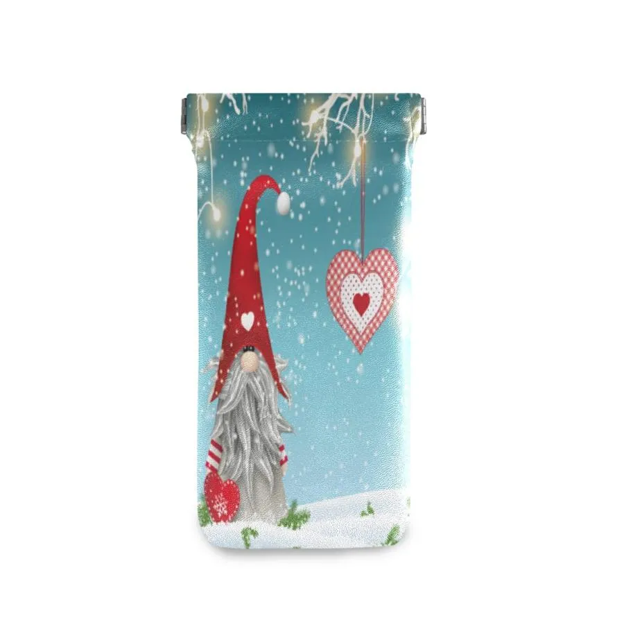 【並行輸入品】OTVEE Christmas Gnome Sunglasses Bag Eyeglass Case Large Soft PU