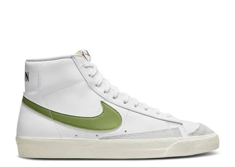 【 NIKE BLAZER MID 77 VINTAGE WHITE CHLOROPHYLL / WHITE BLACK SAIL CHLOROPHYLL 】 ブレイザー ミッド ビンテージ ヴィンテージ 白色 ホワイト 黒色 ブラック スニーカー メンズ ナイキ