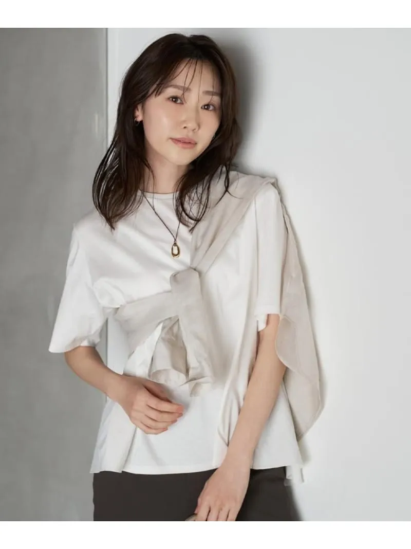【洗える/Tシャツ】異素材ドッキングプルオーバー UNTITLED アンタイトル トップス カットソー・Tシャツ ホワイト ブルー ブラック【送料無料】[ Fashion]
