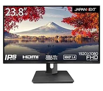 【中古】(非常に良い)JAPANNEXT 23.8インチ モニター フルHD 1920x1080解像度 IPS ディスプレイ (HDMI/USB-C 給電 (65W) / スピーカー内蔵/高さ調節/回転(ピボット)機