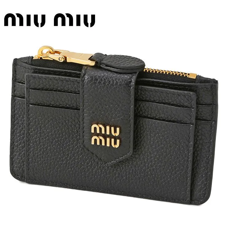 ミュウミュウ コインケース MIUMIU 5MC038 ADT7 F0002 フラグメントケース カードケース ヴィッテロダイノ レザー 本革 ブラック 黒 レディース【並行輸入品】