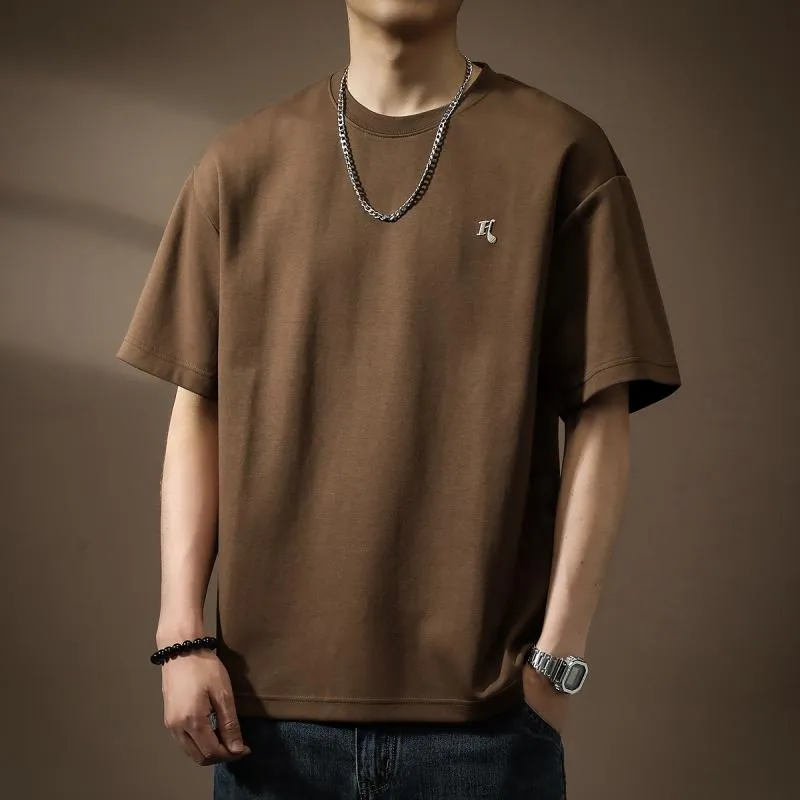 メンズ ファッション 服  オシャレ シンプル 大人 かっこいい 大きいサイズ ストリート 紳士服 夏 280 g 綿 半袖 T シャツ ゆったり シンプル ラウンドネック