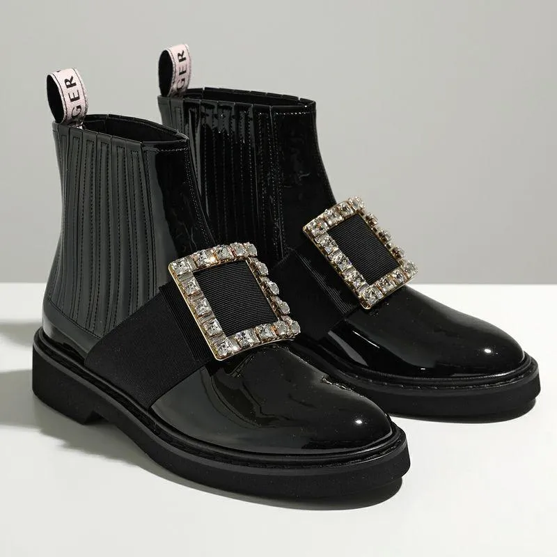 ROGER VIVIER ロジェヴィヴィエ アンクルブーツ VIV RANGERS ヴィヴ レンジャー RVW54825210 D1P レディース クリスタルバックル 靴 靴 B999/NERO