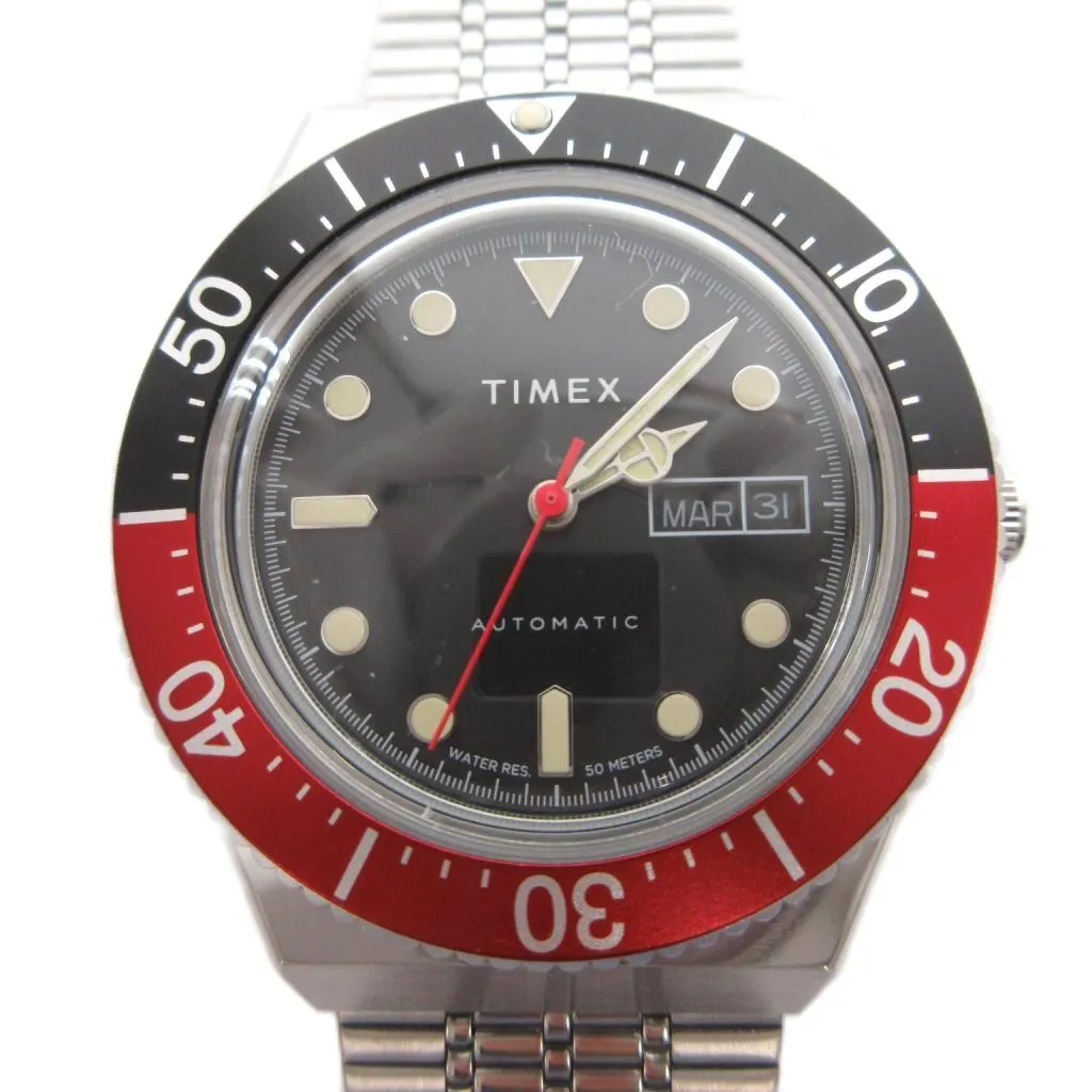 【中古】タイメックス TIMEX 腕時計 ウォッチ アナログ デイデイト 自動巻き 文字盤ブラック シルバーカラー TW2U83400 /FF  【ベクトル 古着】 260330