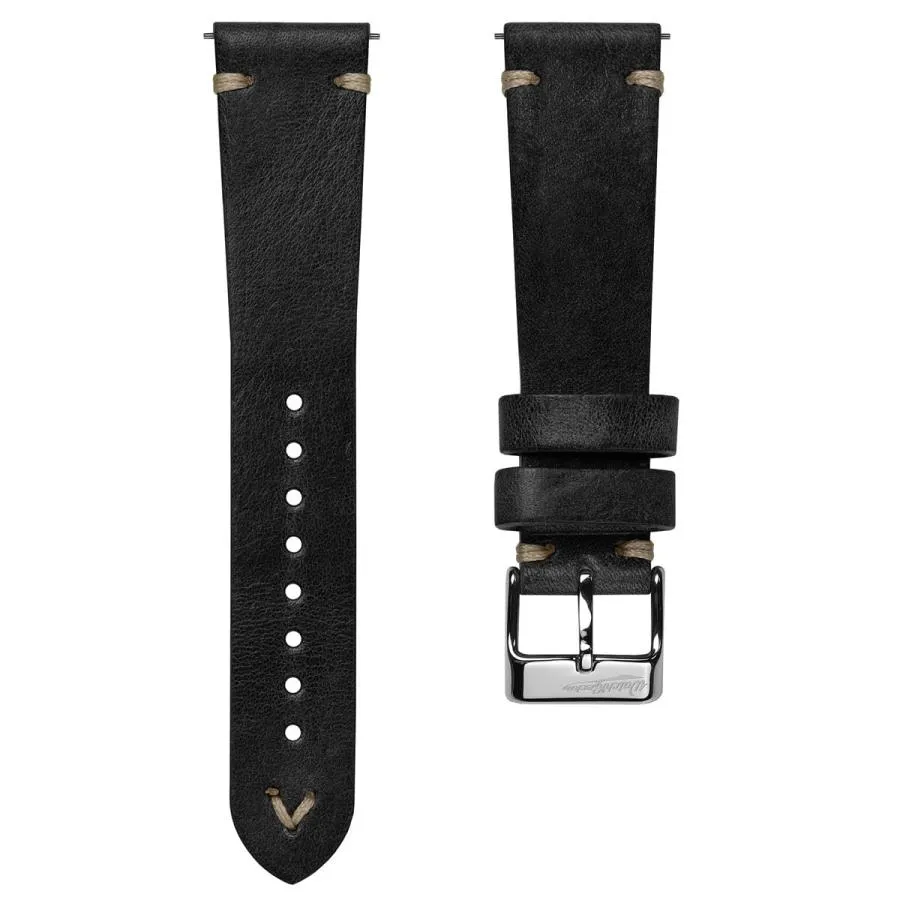 【並行輸入品】[WatchGecko] ウォッチゲコ ビンテージ・シンプルハンドメイド イタリア製本革時計ベルト   ブラック   20mm W