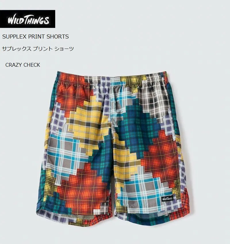 春夏 ワイルドシングス サプレックス プリント ショーツ クレイジーチェック WildThings  高機能素材 サプレックス生地 アウトドア アメリカ