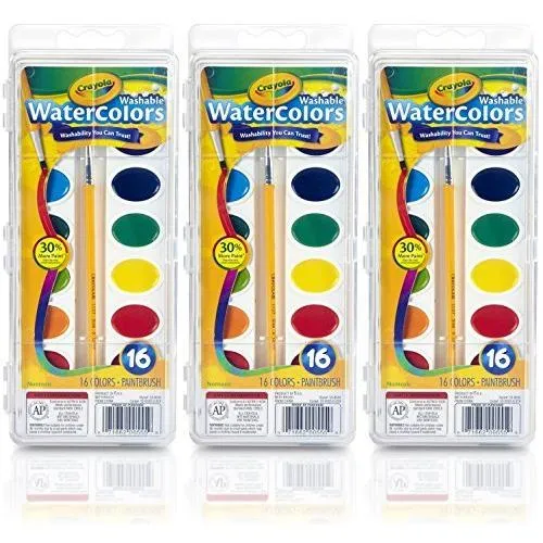 クレヨラ アメリカ 海外輸入 7U-MT3Q-EZNR Crayola Washable Watercolor Paint, 16 Colors (Pack of 3)