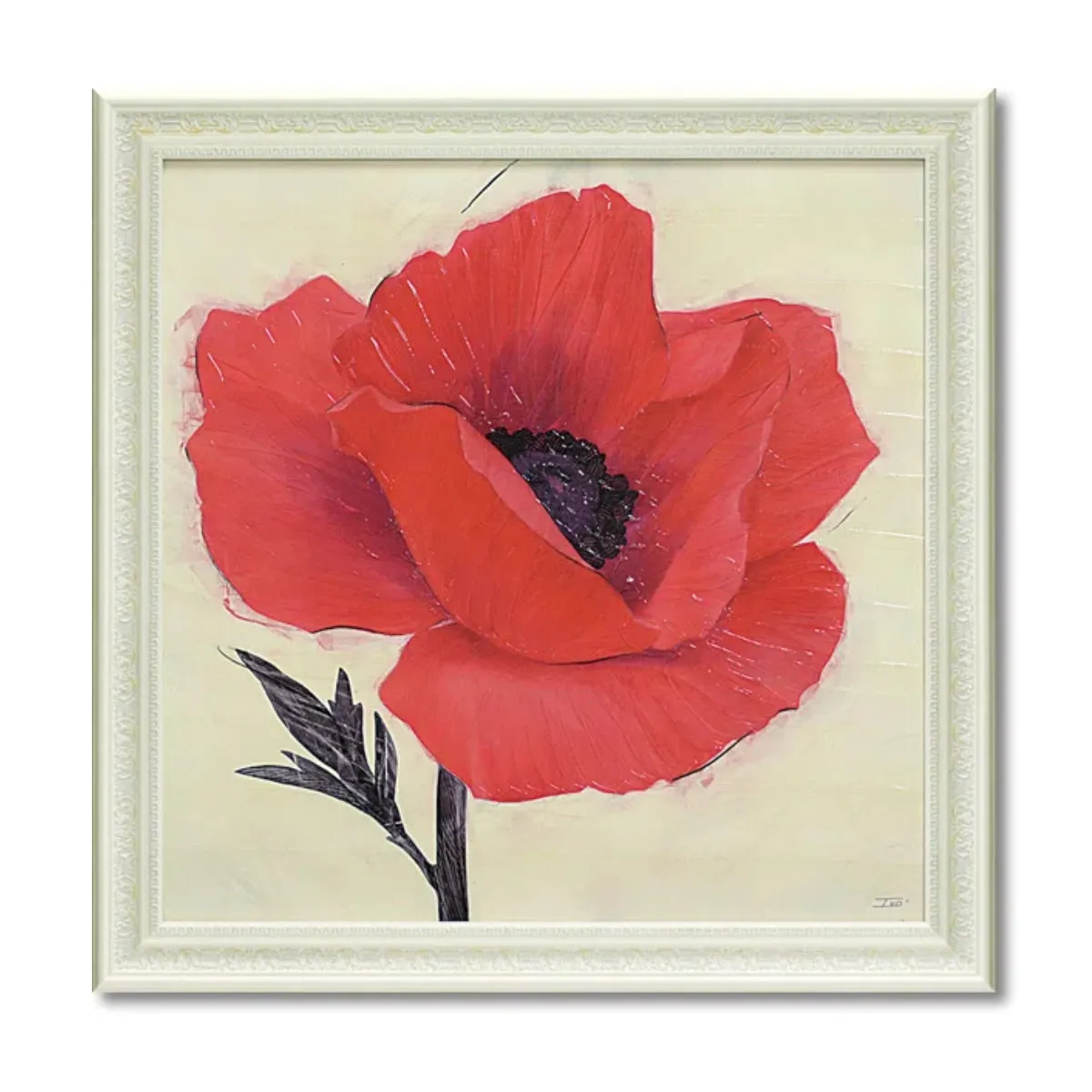 アートパネル アイボ 『ジュービラント ポピー』 57.5×57.5cm （ 絵画 絵 アート インテリア 額 額入り 壁掛け おしゃれ ゲル加工 花 ポスター アートフレーム アートポスター ウォールアート パネル 額付き 華やか ）【39ショップ】