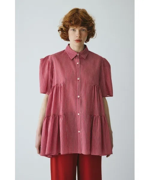 ブラウス シャツ Side gather A line shirt　　サイドギャザーAラインシャツ レディース