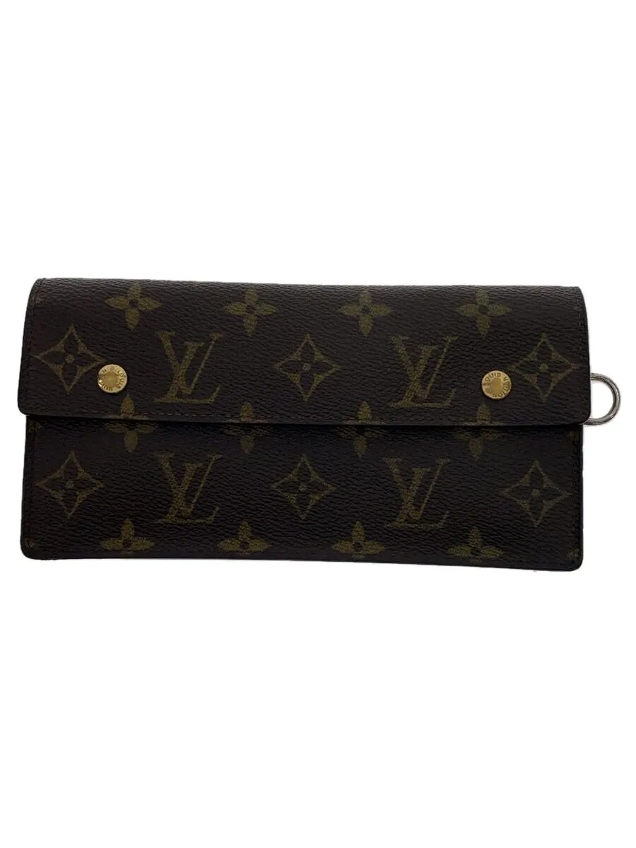【中古】LOUIS VUITTON◆ポルト・フォイユ・アコルディオン_モノグラム・キャンバス_BRW/PVC/BRW/メンズ【服飾雑貨他】