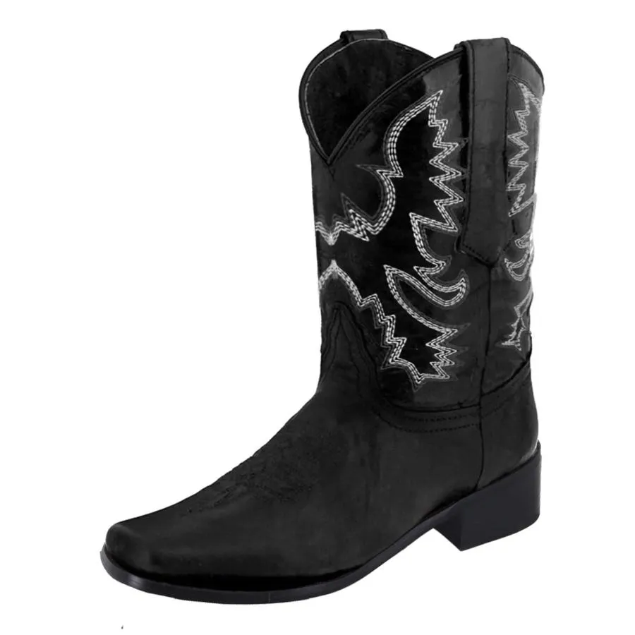 【並行輸入品】Low Heel Cowboy Boots for Women Round Toe White Go Go Boots for