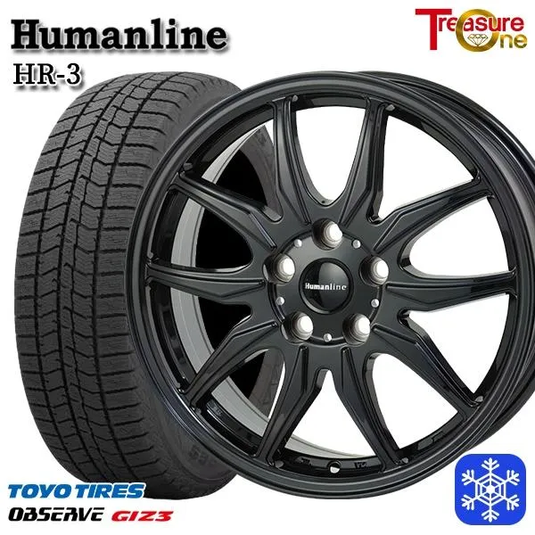 205/55R16インチ TOYO トーヨー オブザーブ ギズ3 GIZ3 5H114.3 スタッドレスタイヤホイール4本セット ヒューマンライン HR03 BK