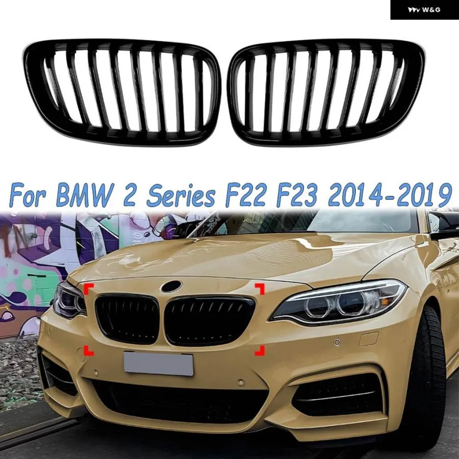並行輸入品BMW 2シリーズ F22 F23 2014-2019 フロントフード グリル レーシング バンパー グリル 外装 ブラ