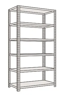 【直送】サカエ(SAKAE) 軽量開放型棚（１００ｋｇ／段・高さ２４００ｍｍ・６段タイプ） K3126