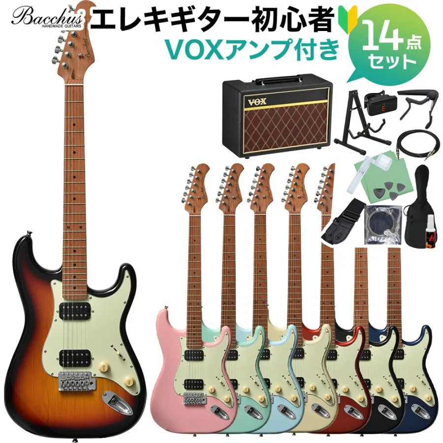 Bacchus バッカス BST-3-RSM/M エレキギター初心者14点セット 〔VOXアンプ付き〕