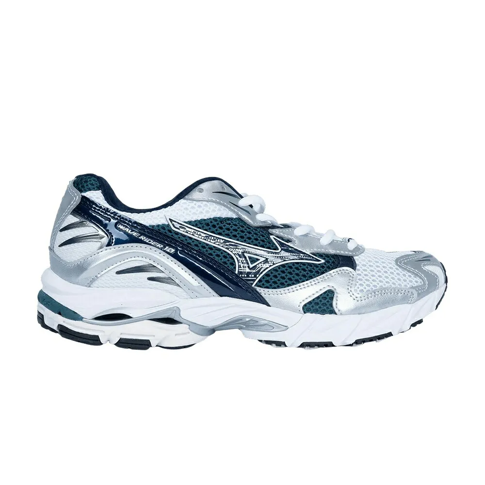 ミズノ ウェーブ ウェイブ 白色 ホワイト 緑 グリーン WHITE GREEN スニーカー メンズ MIZUNO WAVE RIDER 10 / WHITE GREEN